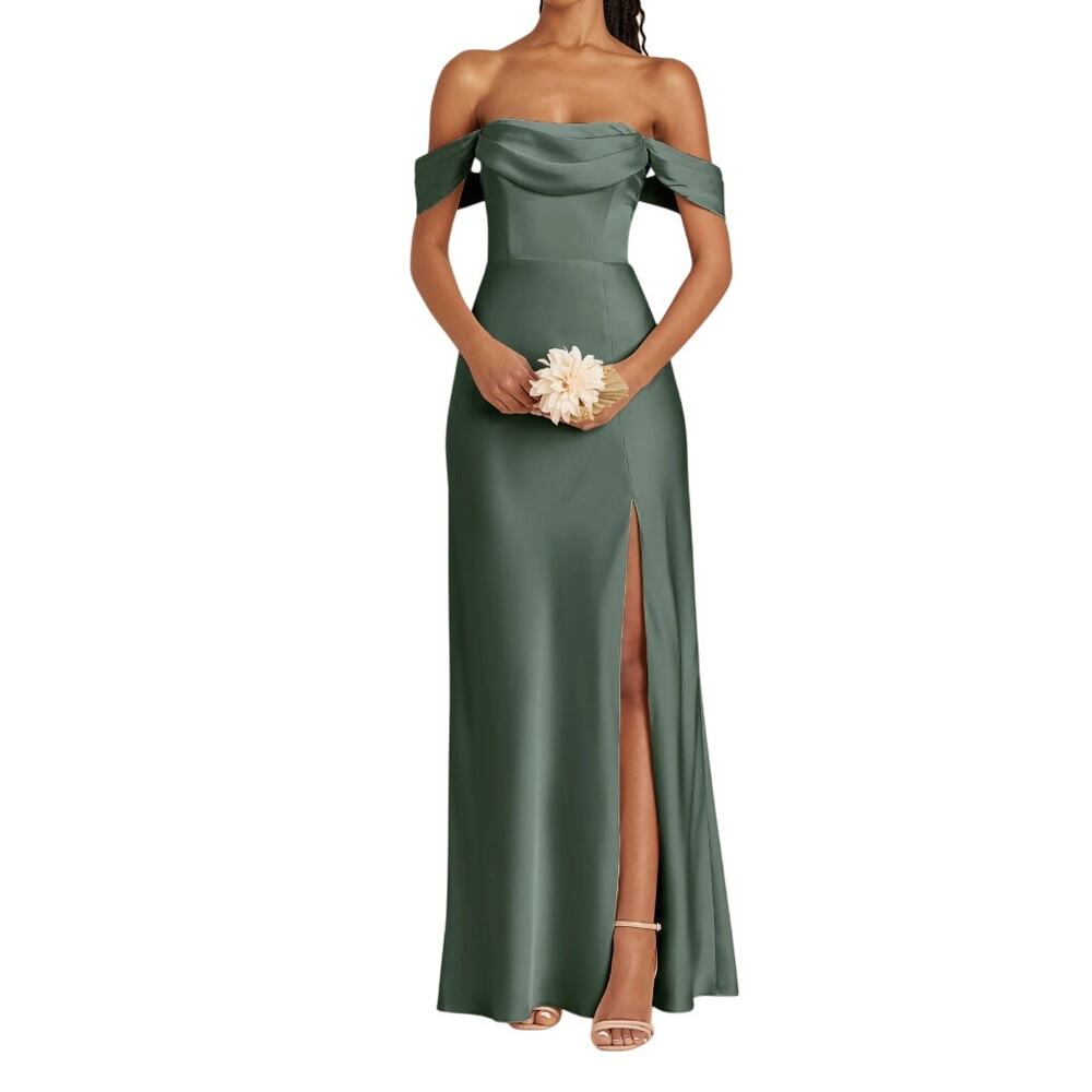 Birdy Grey Mia Matte Satin Convertible Gown Eucalyptus NWT